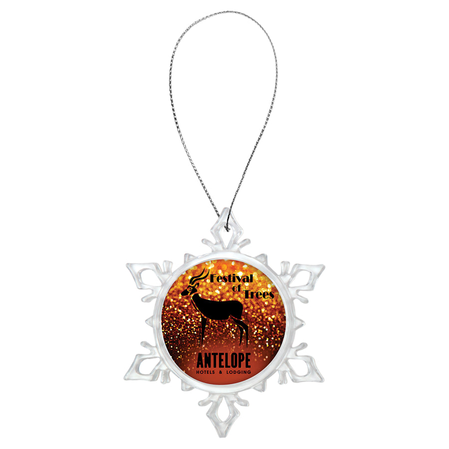 Clear Snowflake Ornament with 2" Insert Holder
