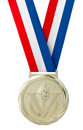 Olympic Style Neck Ribbon - Red, White, & Blue