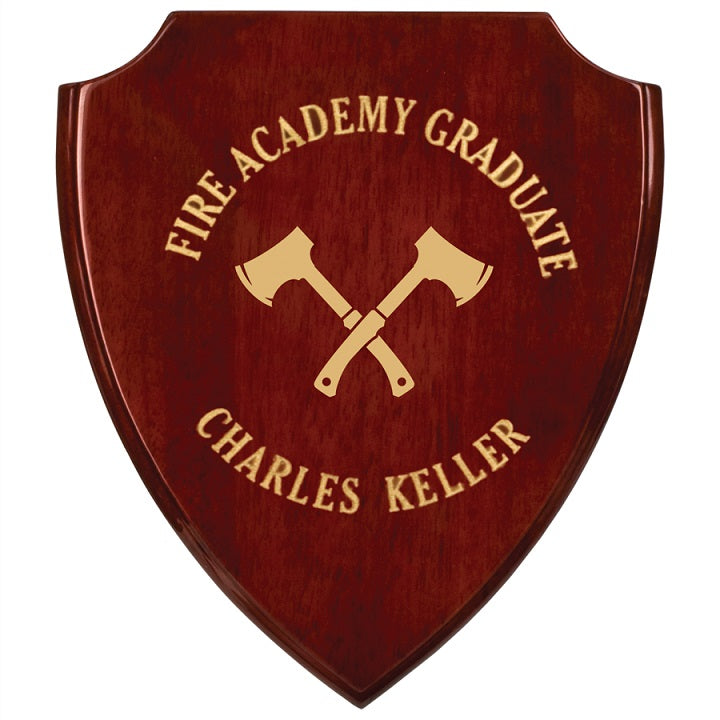 Rosewood Finish Shield Plaque