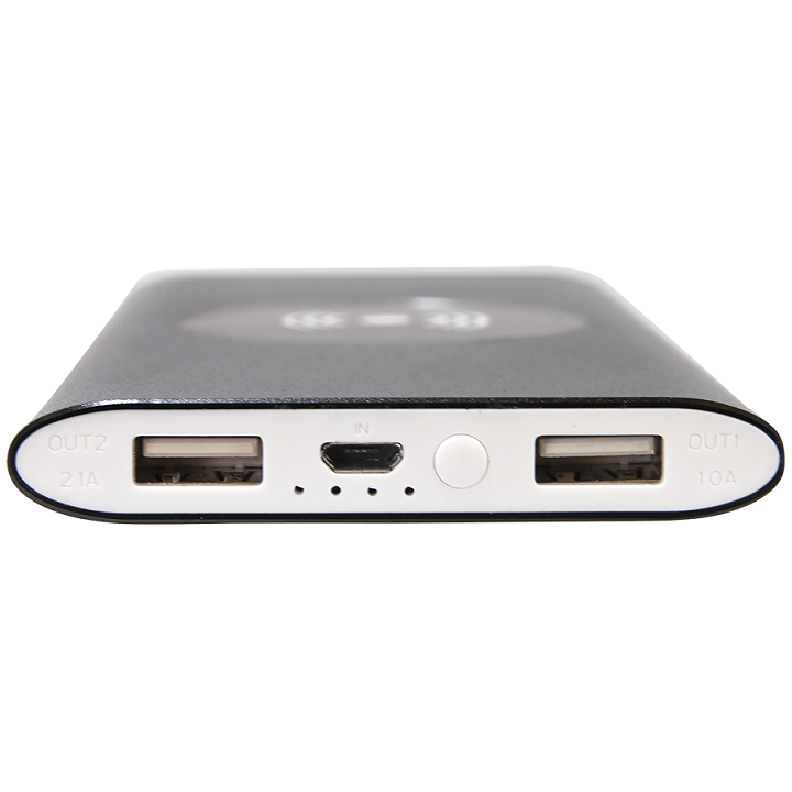 Power Bank & Wireless Anodized Aluminum Charger with Power Cord
