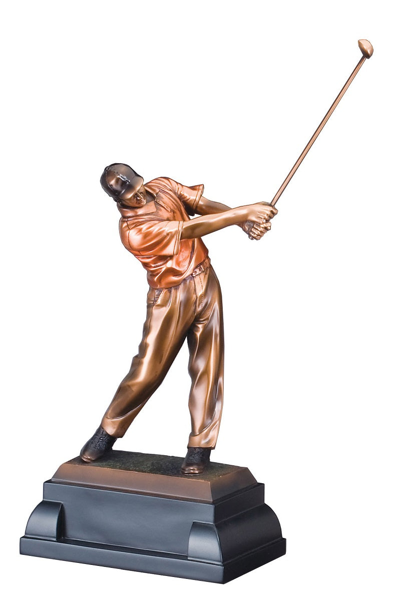 Male Golf Swing Resin on Rectangle Base