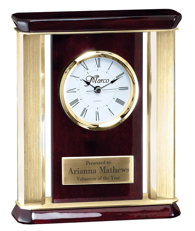 Rosewood Metallic Clock