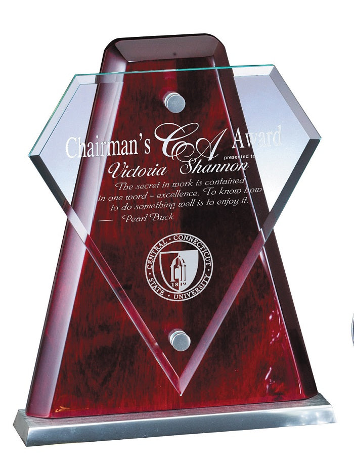Rosewood Arrow Glass Plaque
