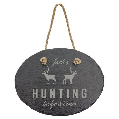 Oval Slate Decor with Hanging String