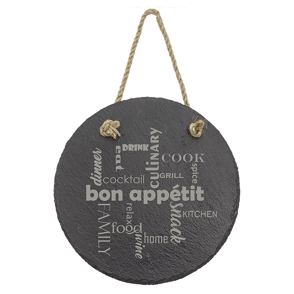 Round Slate Decor with Hanging String
