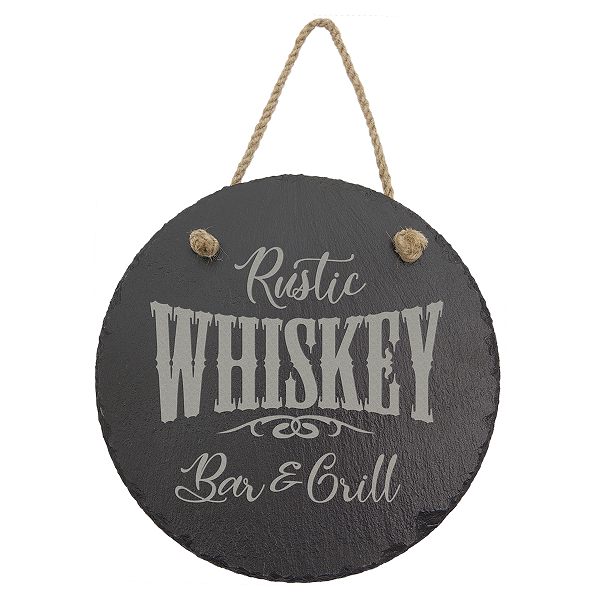 Round Slate Decor with Hanging String