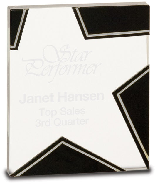 Silver/Black Star Glass for Rising Star Achievement