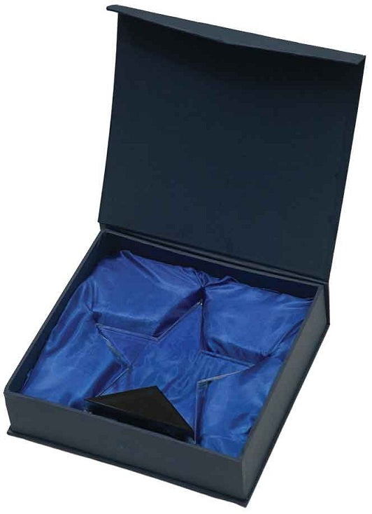 Blue Crystal Floating Diamond with Blue Columns on Clear Base