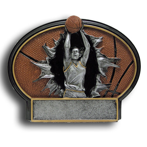 Basketball Burst Thru Resin Plate