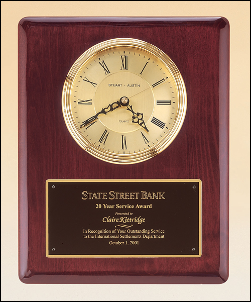 Rosewood Plaque with Gold Clock Insert