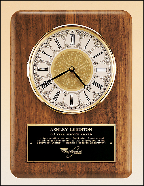 Walnut Plaque with Gold Clock Insert