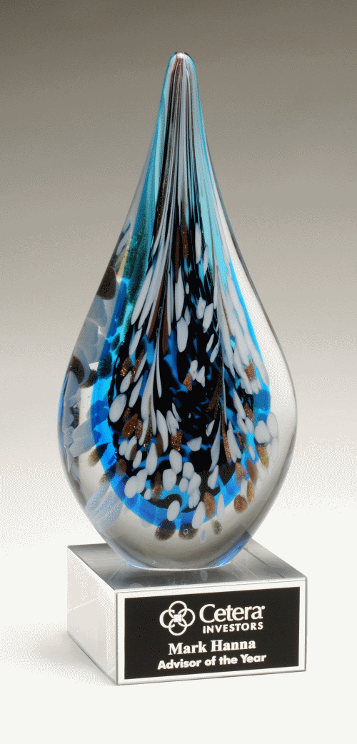 Modern Swan Multi-Colored Art Glass Award