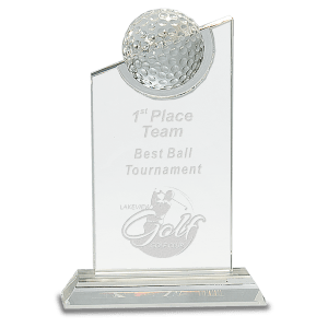Inset Crystal Golf Ball on Clear Base