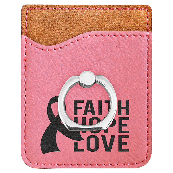 Laserable Leatherette Phone Wallet with Ring