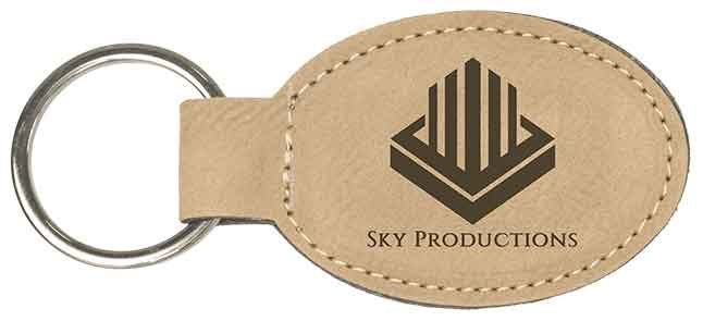 Laserable Leatherette Oval Keychain