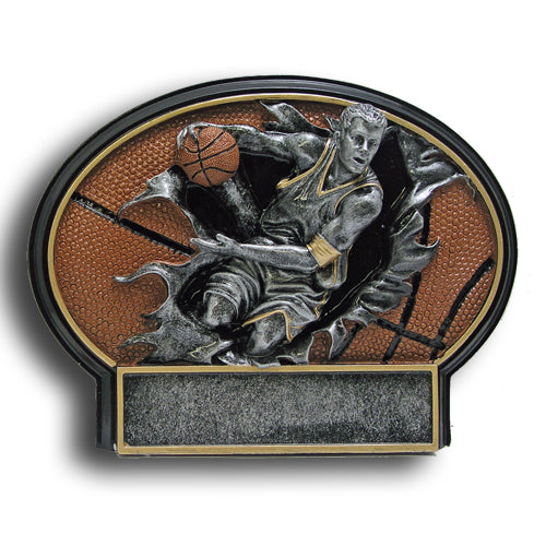Basketball Burst Thru Resin Plate