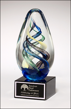 Egg-Shaped Multicolored Art Glass Award