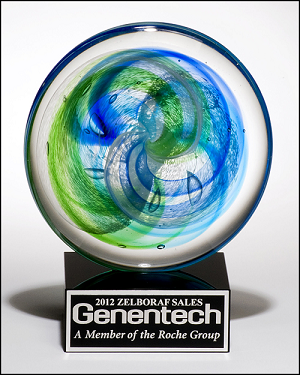 Blue & Green Art Glass Disc Award