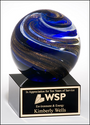 Blue & Metallic Glass Globe Award