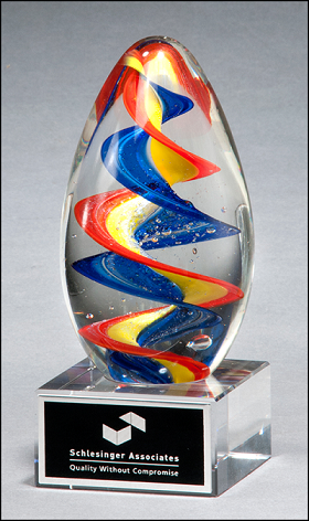 Colorful Egg-Shaped Art Glass Award