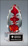 Egg Shaped Red Art Glass Award