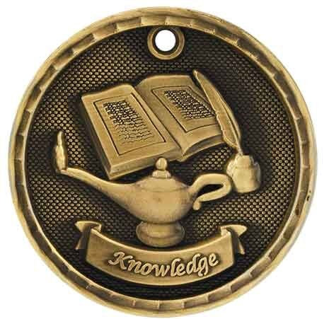 3D Academic Medal - Lamp of Knowledge