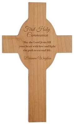 13" Wood Cross with Engravable Center
