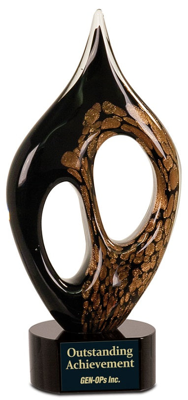 Black & Gold Coral Art Glass
