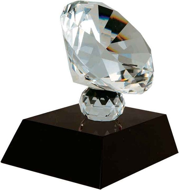 Crystal Diamond on Clear or Black Pedestal Base