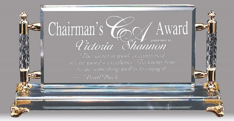 Framed Crystal Rectangle Award
