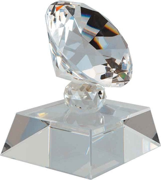 Crystal Diamond on Clear or Black Pedestal Base