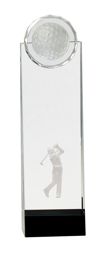 Clear/Black Crystal Standup with 3D Golfer