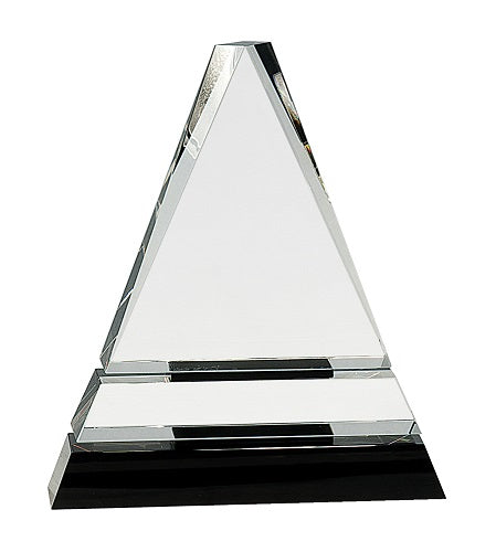 Clear Crystal Triangle on Black Crystal Pedestal Base