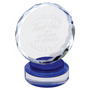 Round Facet Crystal on Blue & Clear Round Base