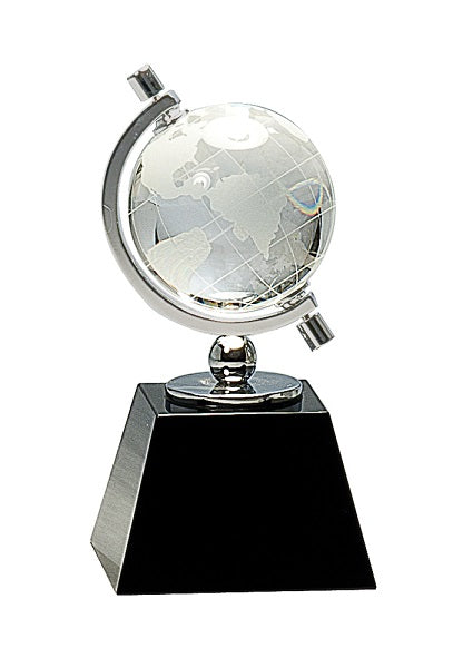 Crystal Spinning Globe on Black Base