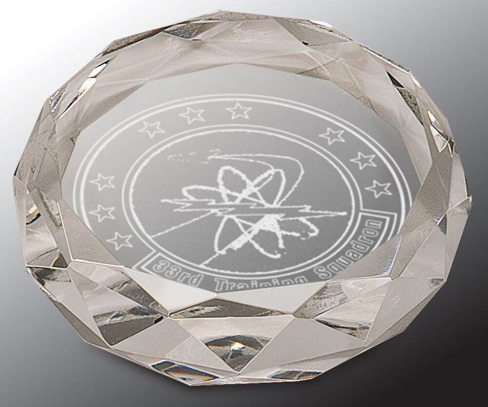 Clear Round Crystal Paperweight – BJs Trophy
