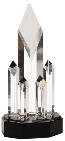 Clear Crystal 5 Rising Diamonds on Black Pedestal Base