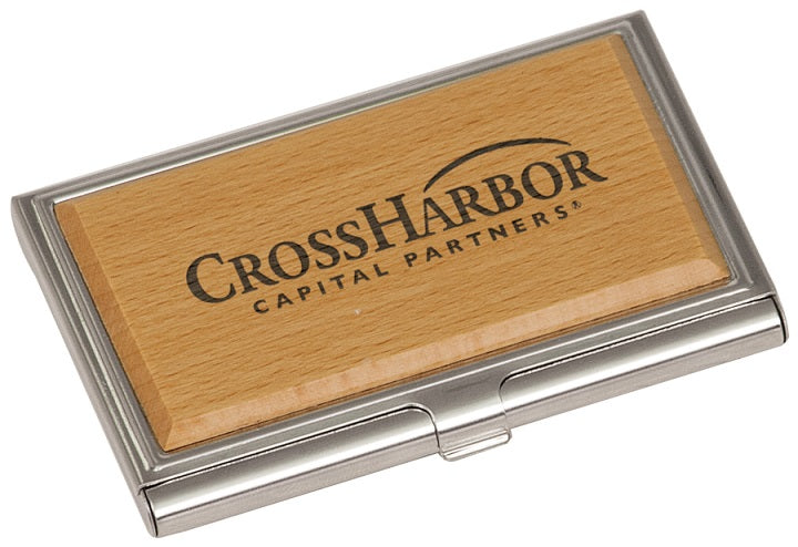 Silver/Wood Business Card Case