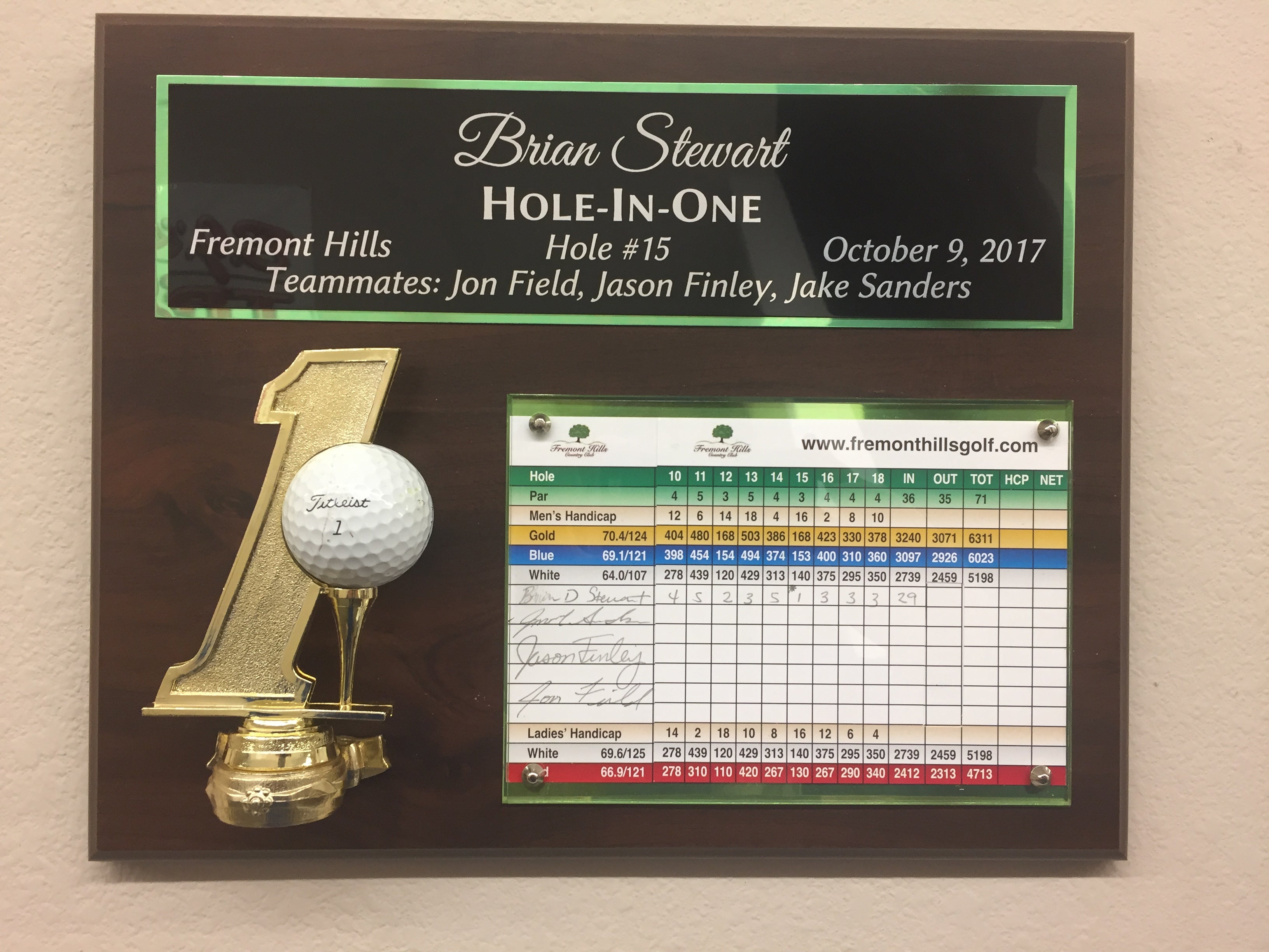 Hole in One Plaque - 10.5