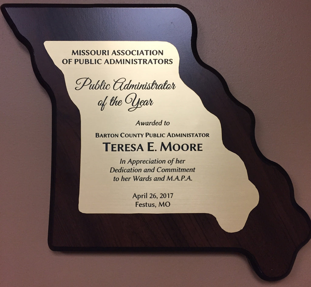 State of Missouri Shaped Plaque