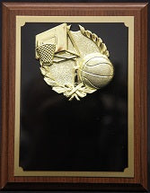 Basketball Plaque with Gold Basketball Mount - 7" x 9"