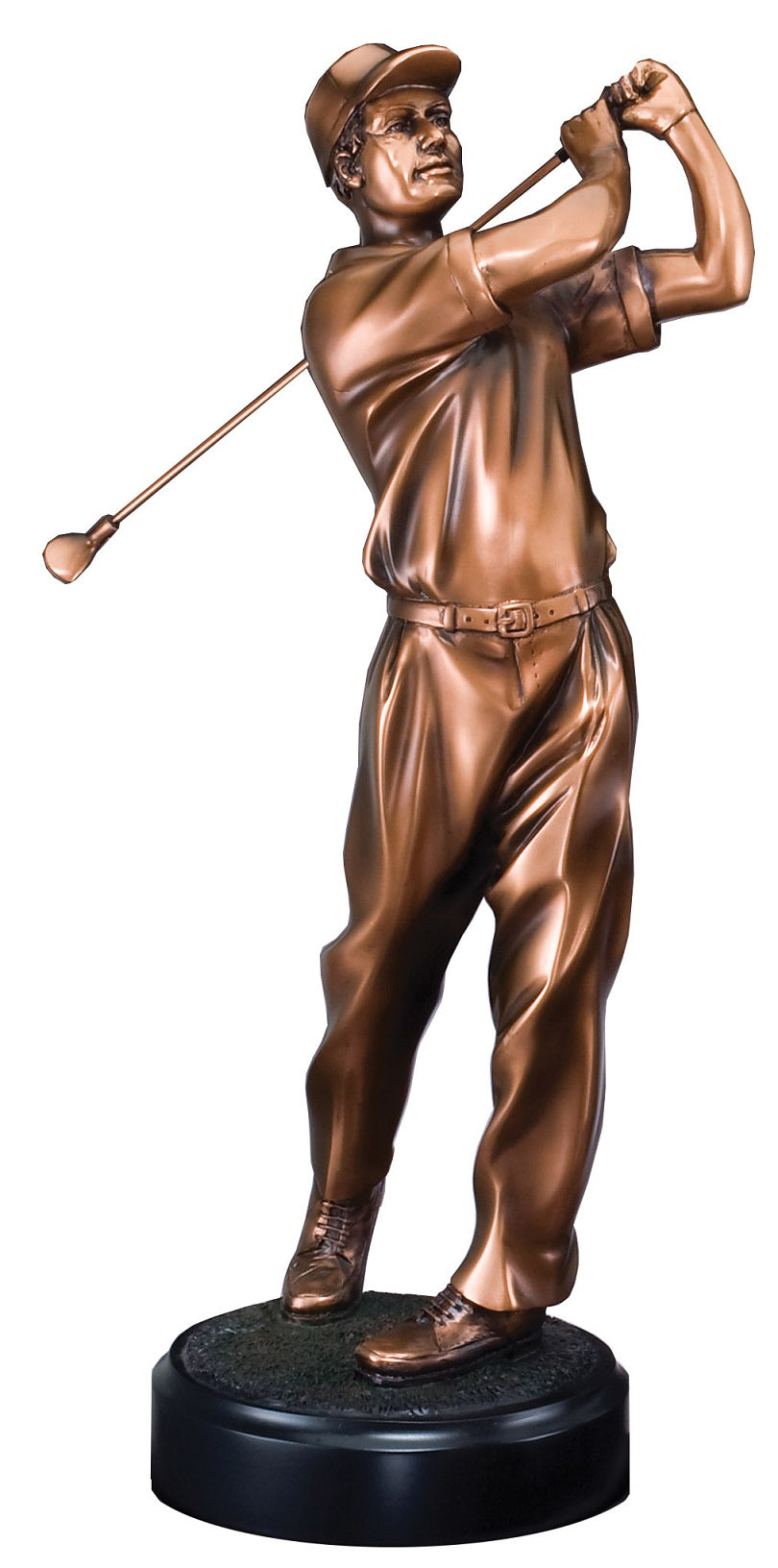 Male Golf Swing Resin on Round Base