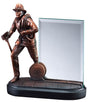 American Hero - Bronze Fireman with Glass Plaque
