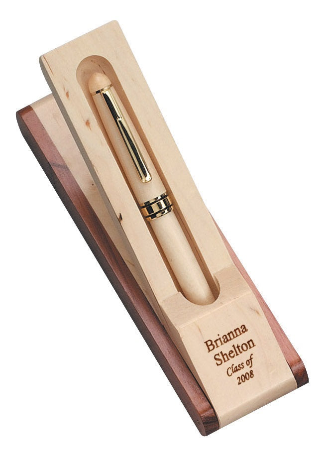 Two Tone Wooden Flip Case with Pen
