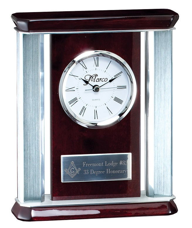 Rosewood Metallic Clock