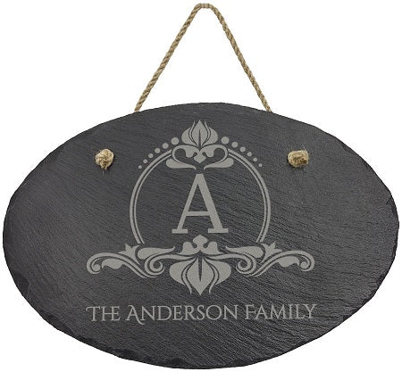 Oval Slate Decor with Hanging String