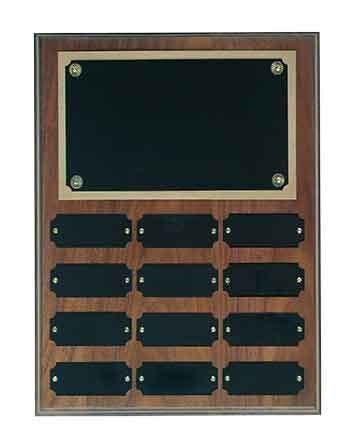 Genuine Walnut Perpetual Plaque with 12 Plates